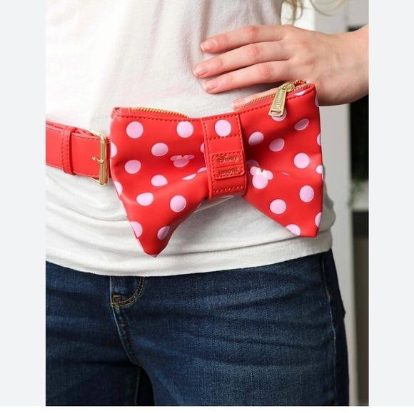 Loungefly Disney Minnie Mouse Pink Bow 2-in-1 Fanny Pack and Minnie backpack - Picture 7 of 10